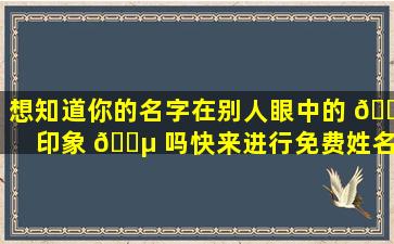 想知道你的名字在别人眼中的 🐧 印象 🌵 吗快来进行免费姓名测试！